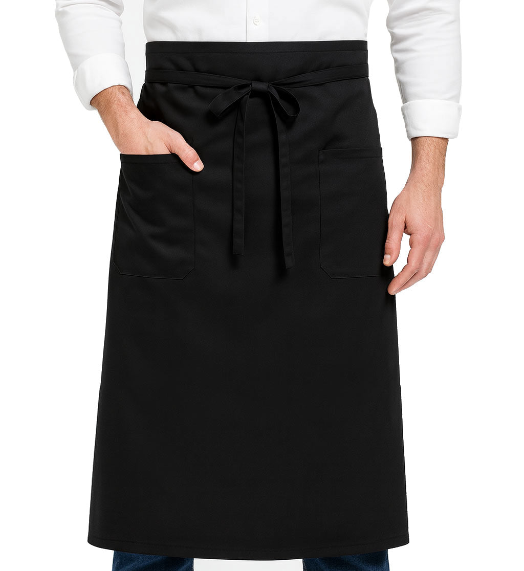 Culinary Master 2 Pocket Long Waist Bistro Apron Black