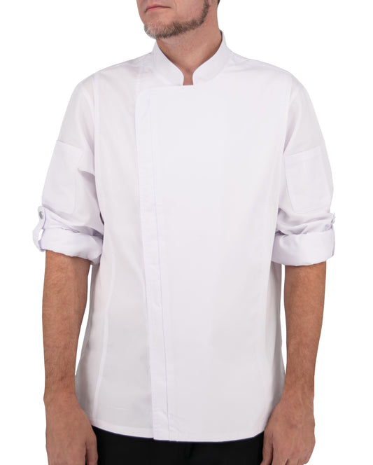 Culinary Master Men's Breathable Long Sleeve Premium Zip Up Chef Jacket Coat