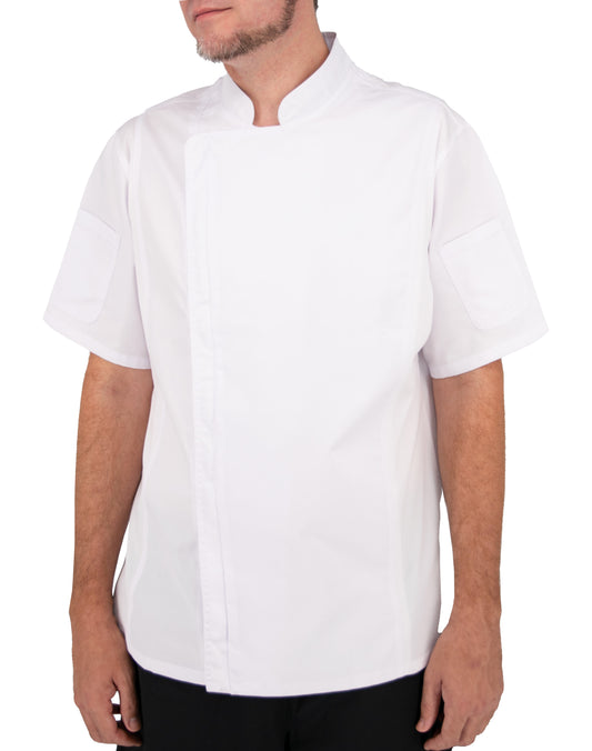 Culinary Master Men's Breathable Short Sleeve Premium Zip Up Chef Jacket Coat