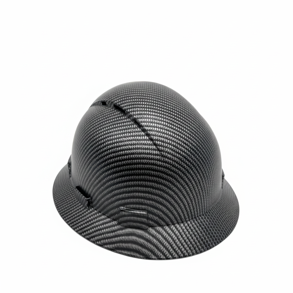Black Silver Carbon Fiber Hard Hat White BG