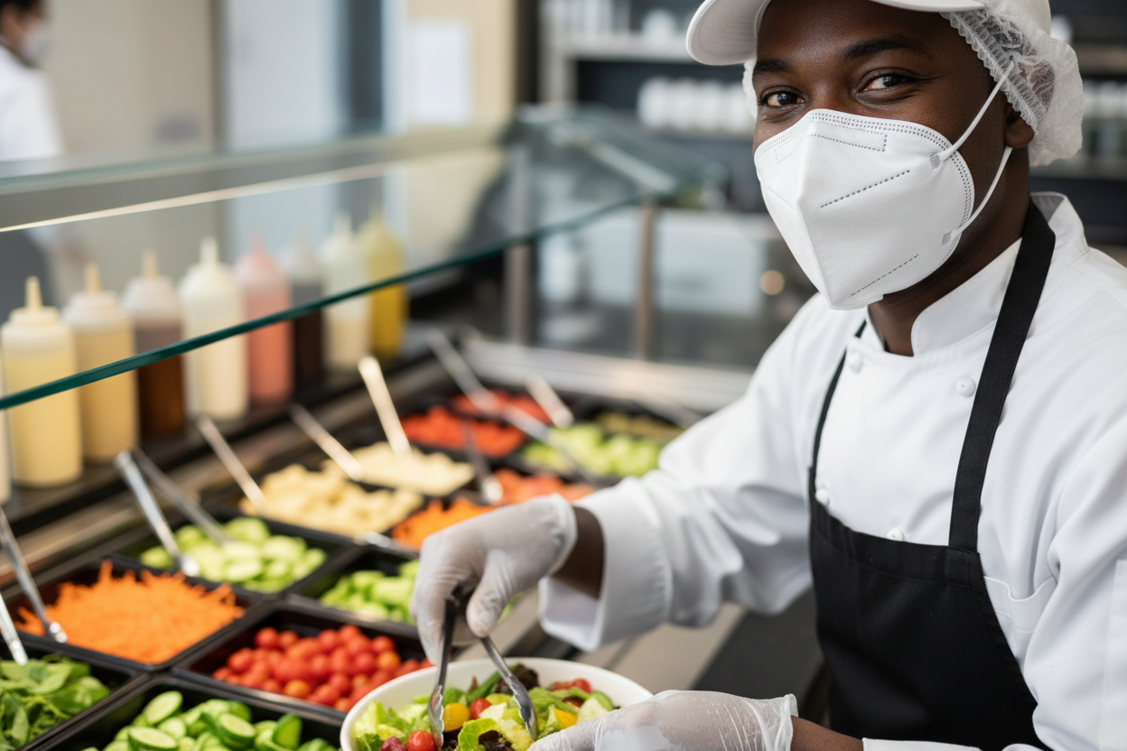 KN95 Mask at Salad Bar