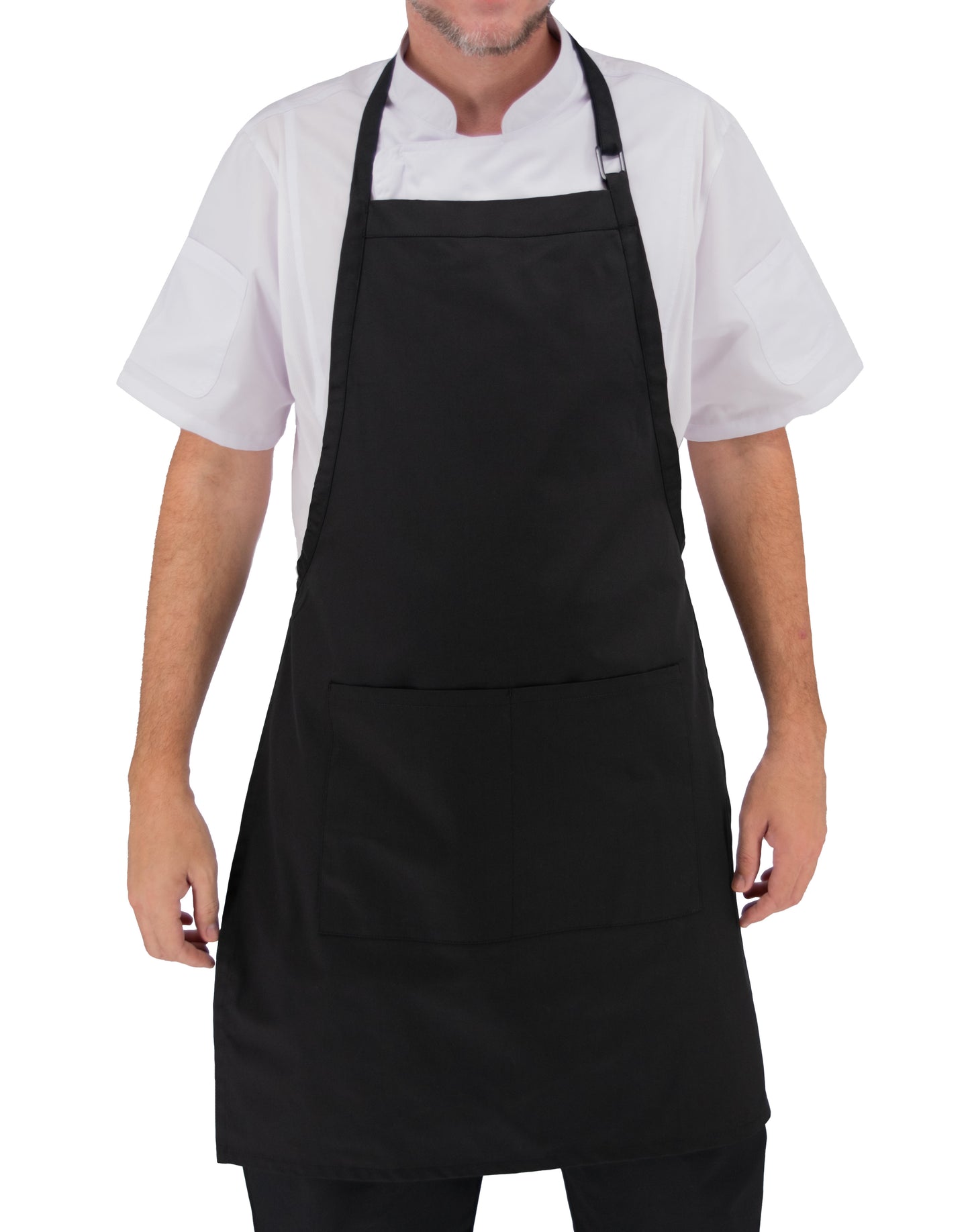 Culinary Master Black 2-Pocket Over-The-Neck Adjustable Bib Long Apron Black