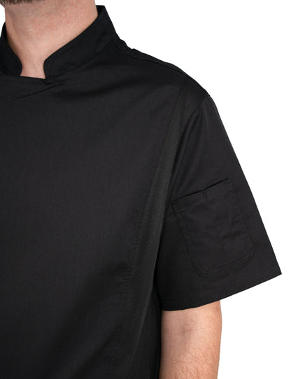 Culinary Master Men's Breathable Short Sleeve Premium Zip Up Chef Jacket Coat