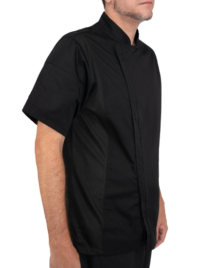 Culinary Master Men's Breathable Short Sleeve Premium Zip Up Chef Jacket Coat