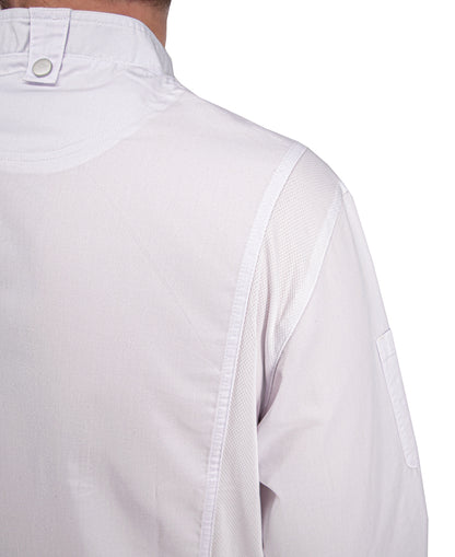 Culinary Master Men's Breathable Long Sleeve Premium Zip Up Chef Jacket Coat