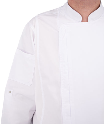 Culinary Master Men's Breathable Long Sleeve Premium Zip Up Chef Jacket Coat