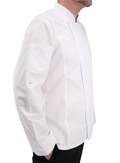 Culinary Master Men's Breathable Long Sleeve Premium Zip Up Chef Jacket Coat