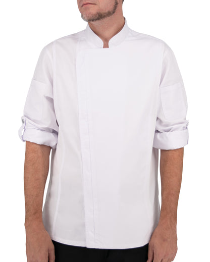 Culinary Master Men's Breathable Long Sleeve Premium Zip Up Chef Jacket Coat