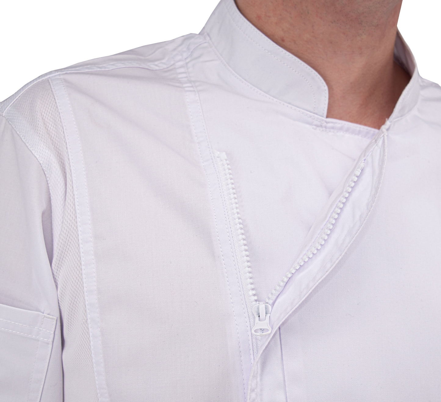 Culinary Master Men's Breathable Short Sleeve Premium Zip Up Chef Jacket Coat