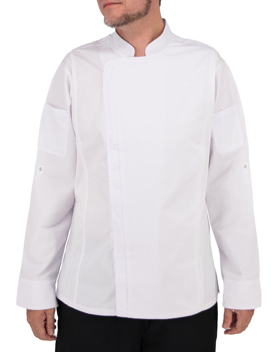 Culinary Master Men's Breathable Long Sleeve Premium Zip Up Chef Jacket Coat