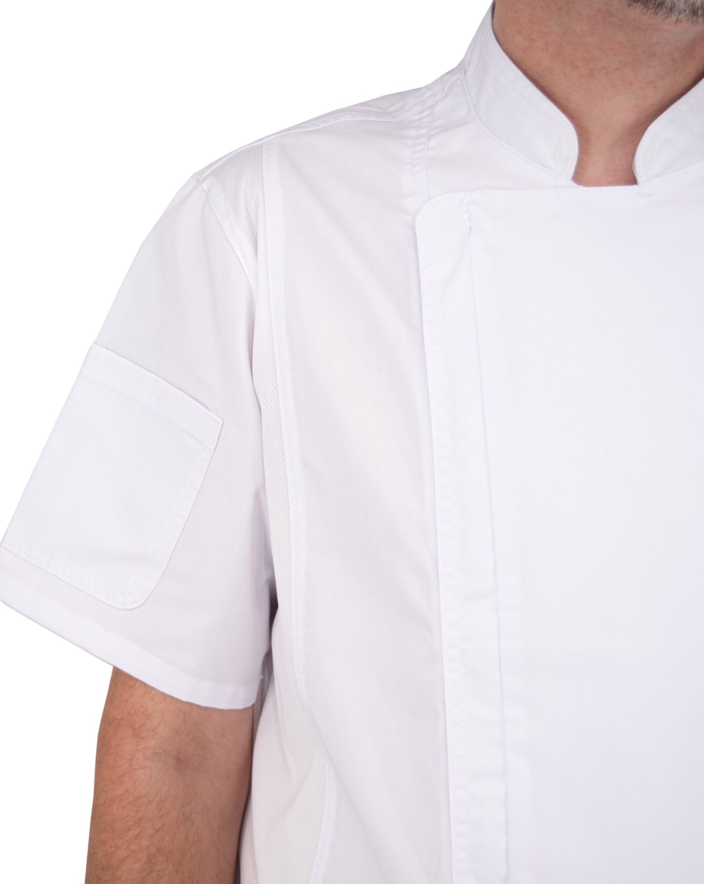 Culinary Master Men's Breathable Short Sleeve Premium Zip Up Chef Jacket Coat