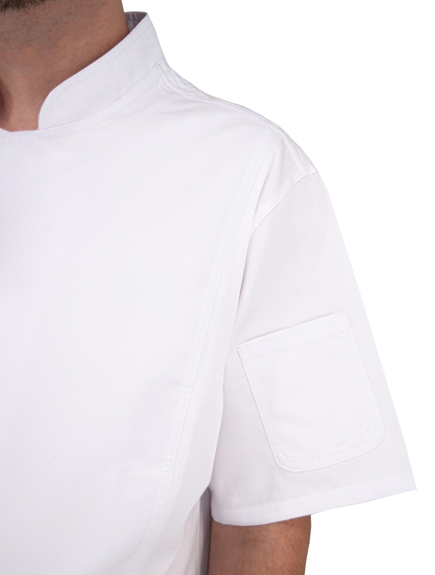 Culinary Master Men's Breathable Short Sleeve Premium Zip Up Chef Jacket Coat
