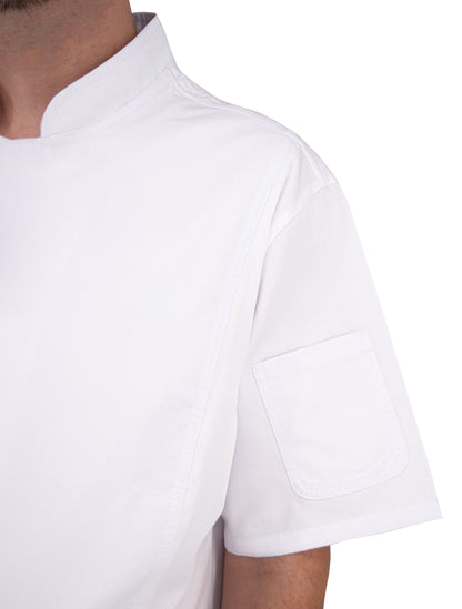 Culinary Master Men's Breathable Short Sleeve Premium Zip Up Chef Jacket Coat