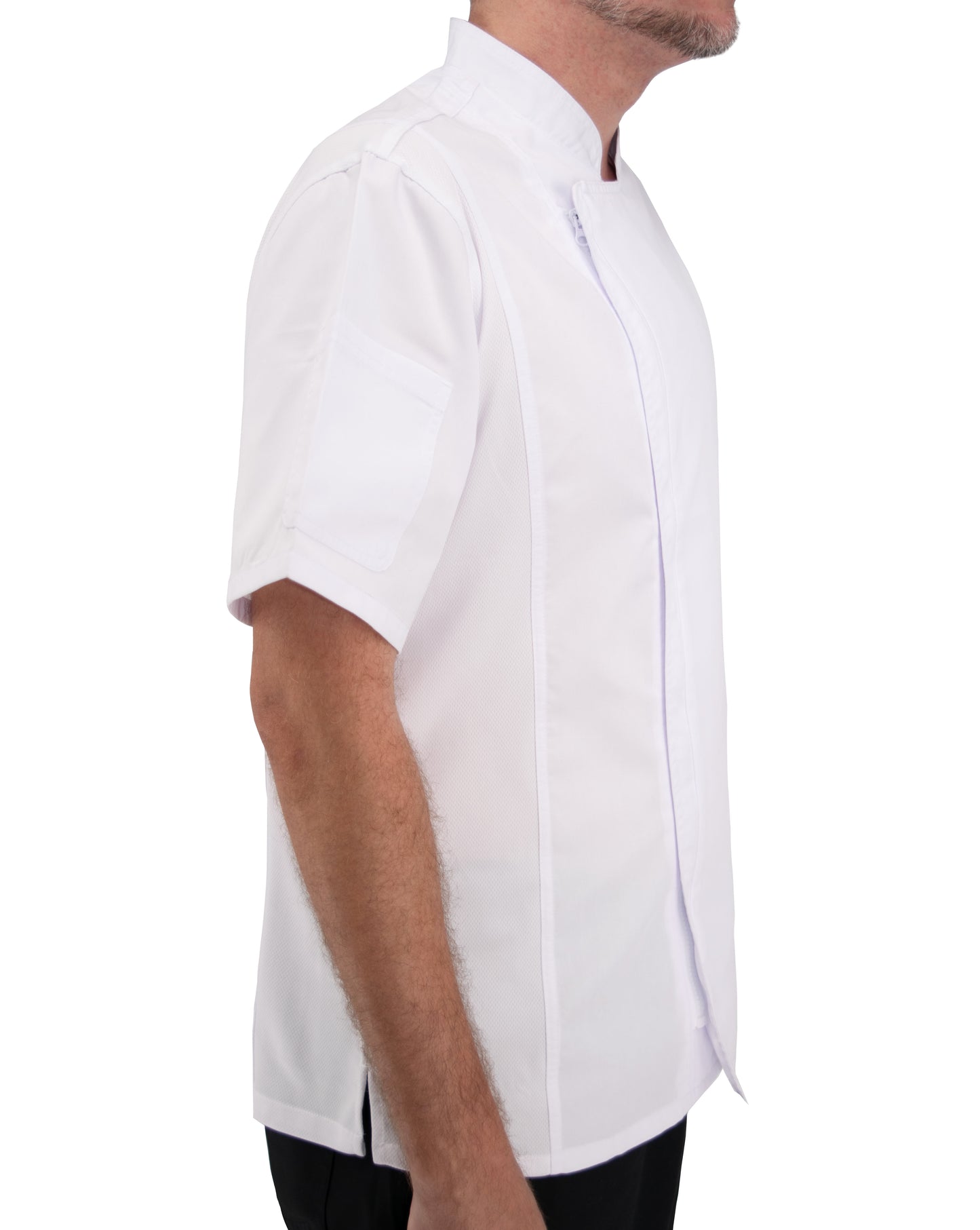 Culinary Master Men's Breathable Short Sleeve Premium Zip Up Chef Jacket Coat