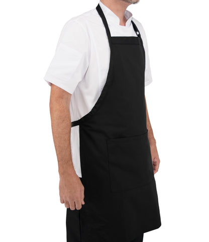 Culinary Master Black 2-Pocket Over-The-Neck Adjustable Bib Long Apron Black