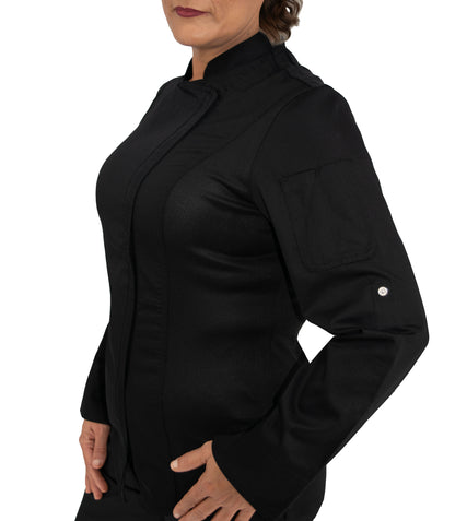 Culinary Master Women's Breathable Long Sleeve Premium Zip Up Chef Jacket Coat