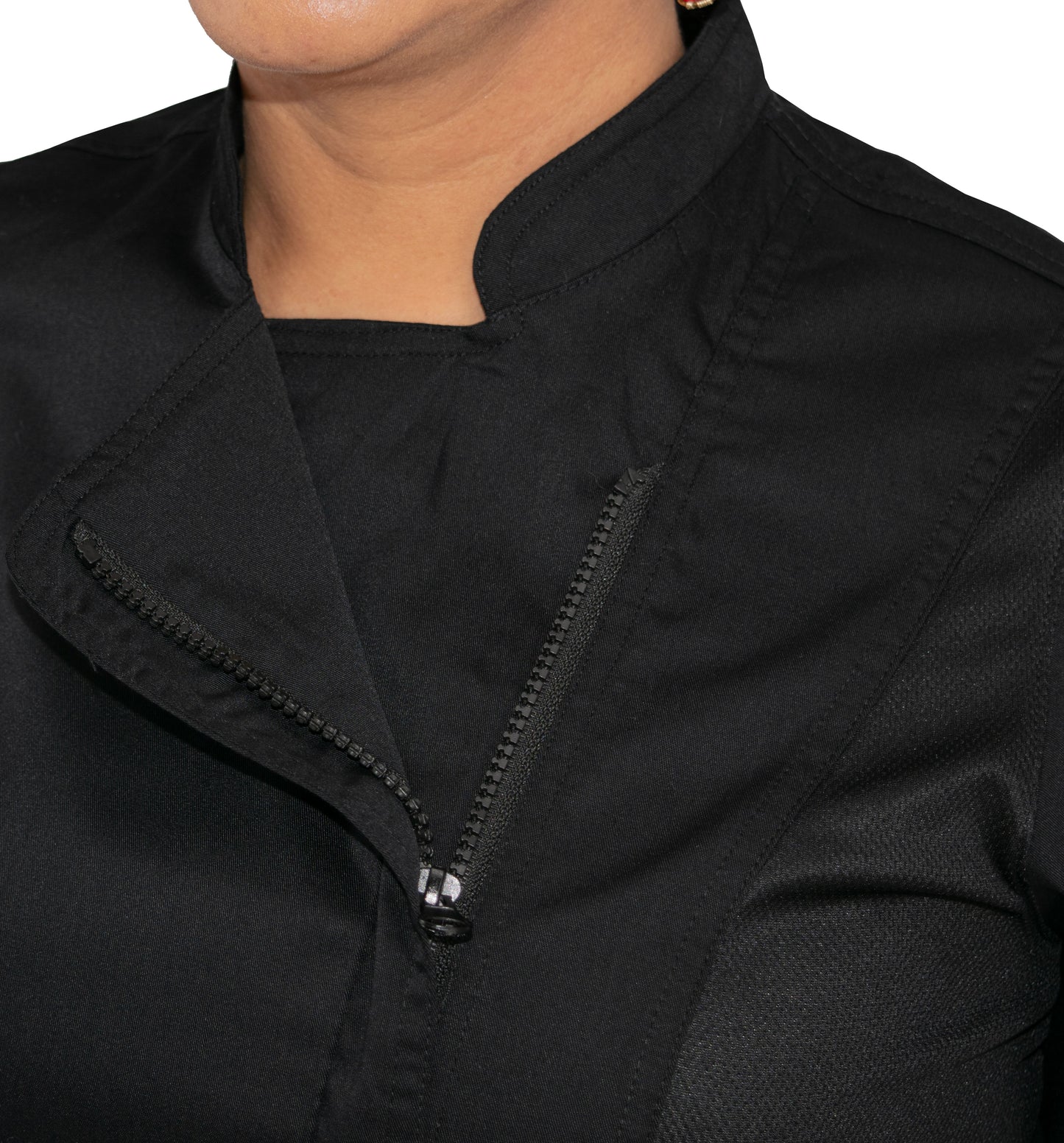 Culinary Master Women's Breathable Long Sleeve Premium Zip Up Chef Jacket Coat