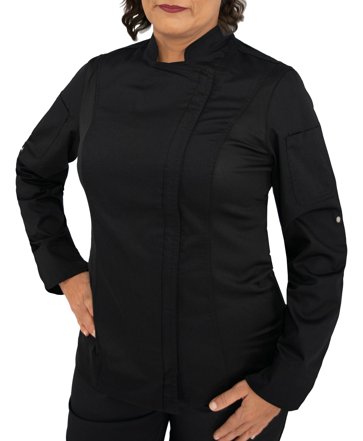 Culinary Master Women's Breathable Long Sleeve Premium Zip Up Chef Jacket Coat