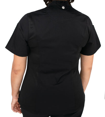 Culinary Master Women's Breathable Short Sleeve Premium Zip Up Chef Jacket Coat