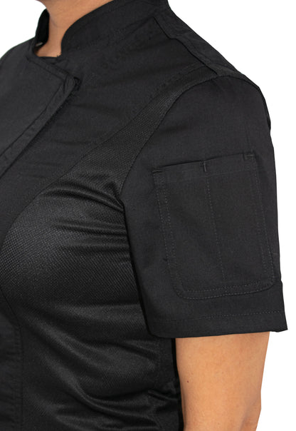 Culinary Master Women's Breathable Short Sleeve Premium Zip Up Chef Jacket Coat