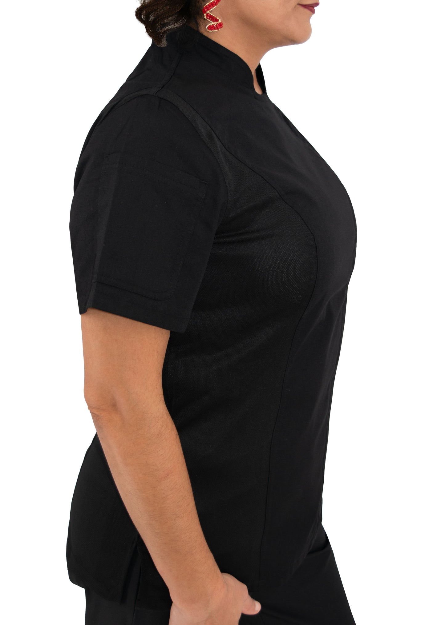 Culinary Master Women's Breathable Short Sleeve Premium Zip Up Chef Jacket Coat