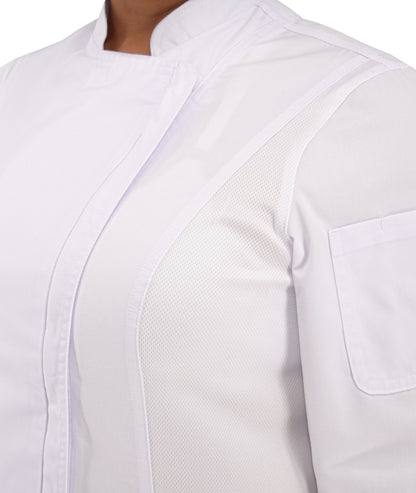 Culinary Master Women's Breathable Long Sleeve Premium Zip Up Chef Jacket Coat