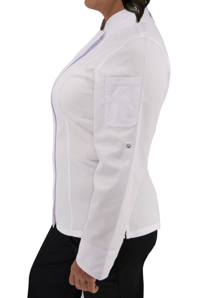 Culinary Master Women's Breathable Long Sleeve Premium Zip Up Chef Jacket Coat