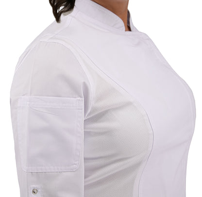 Culinary Master Women's Breathable Long Sleeve Premium Zip Up Chef Jacket Coat