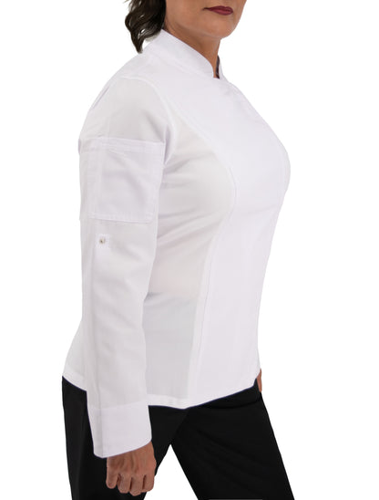 Culinary Master Women's Breathable Long Sleeve Premium Zip Up Chef Jacket Coat