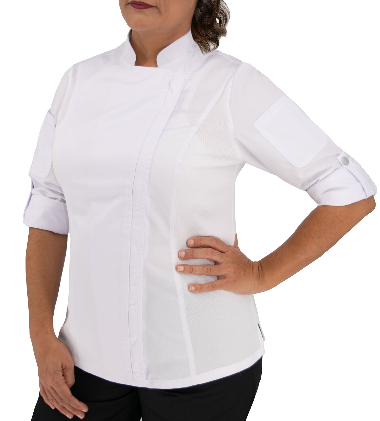 Culinary Master Women's Breathable Long Sleeve Premium Zip Up Chef Jacket Coat