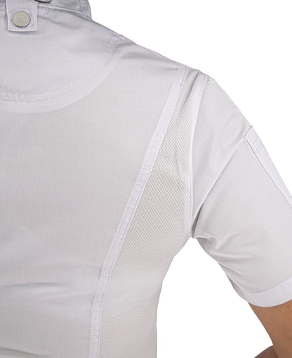 Culinary Master Women's Breathable Short Sleeve Premium Zip Up Chef Jacket Coat