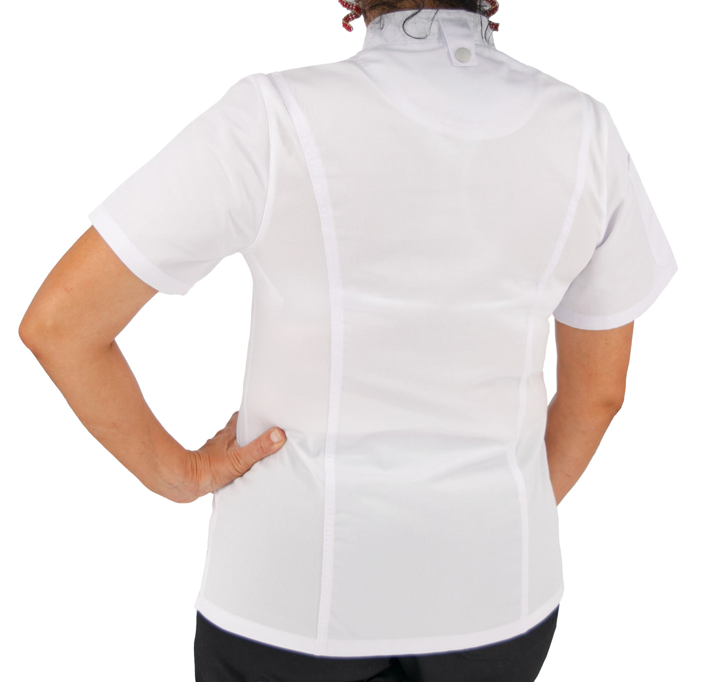 Culinary Master Women's Breathable Short Sleeve Premium Zip Up Chef Jacket Coat
