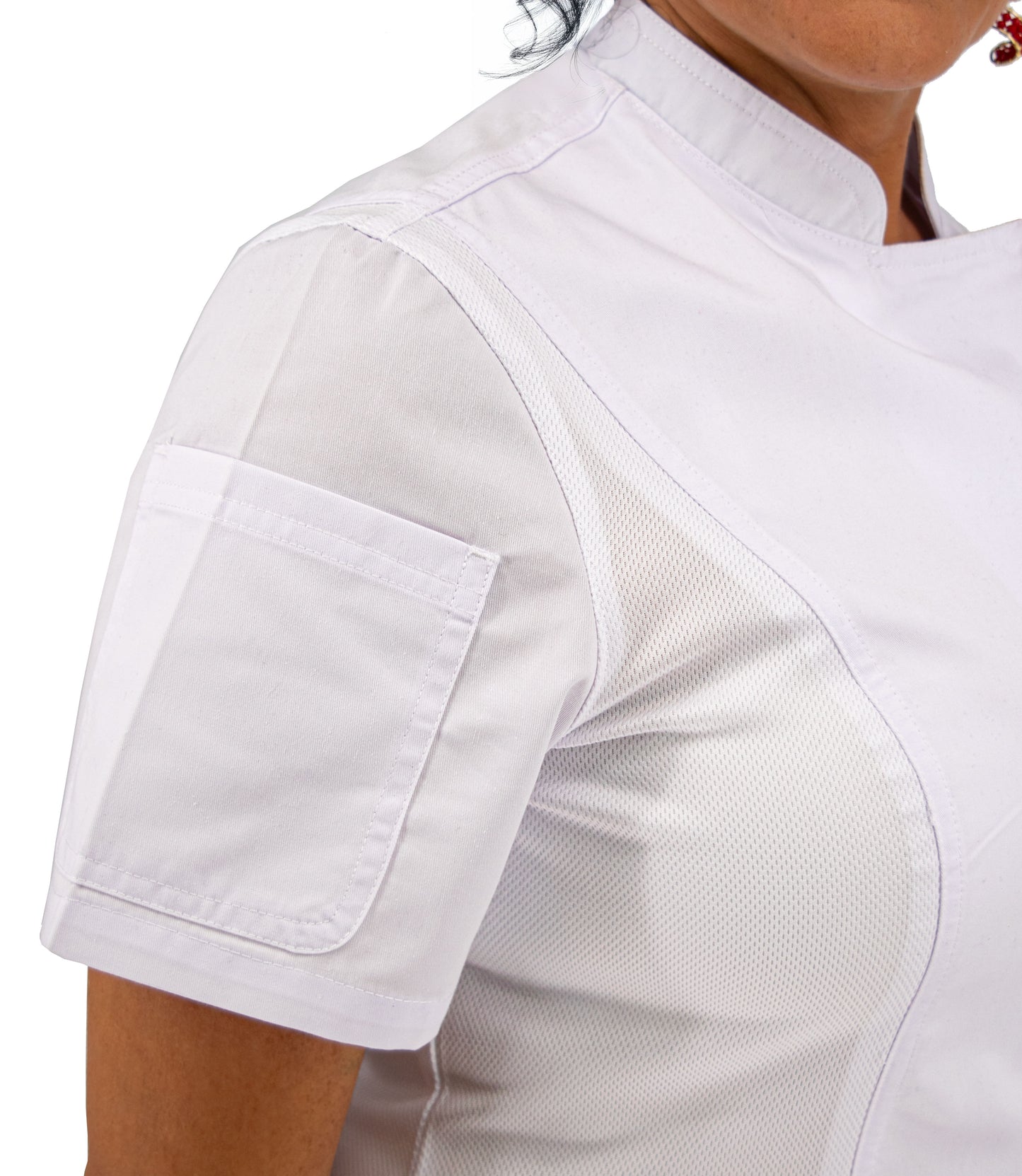Culinary Master Women's Breathable Short Sleeve Premium Zip Up Chef Jacket Coat